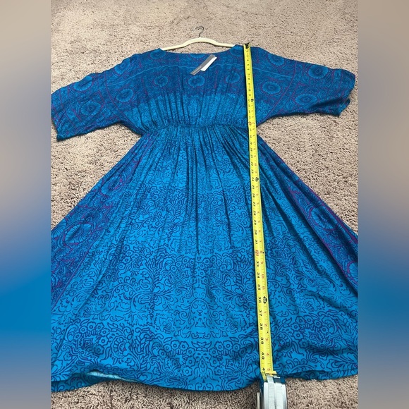 NWT new medium Anthropologie TINY Ann Marie midi dress blue drapey batik - Picture 13 of 15